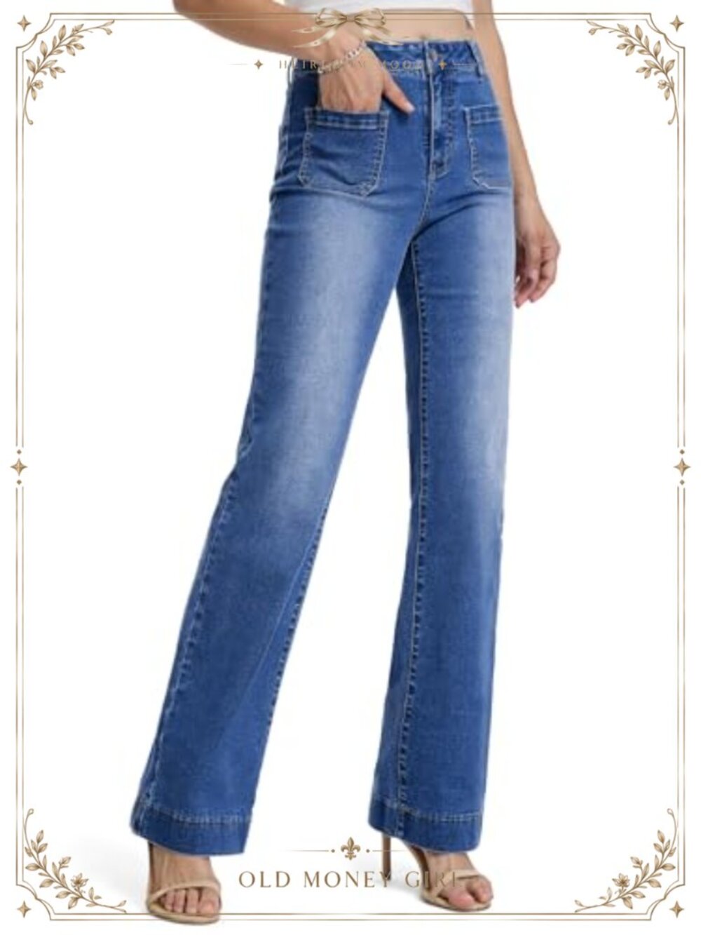 Wide Leg High Waisted Stretch Jeans 3 Inseams Pockets